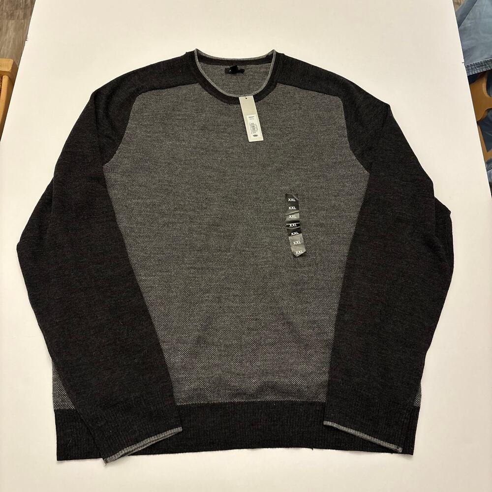 Apt 9 Mens XXL Gray Charcoal Colorblock Crewneck Sweater Pullover NWT